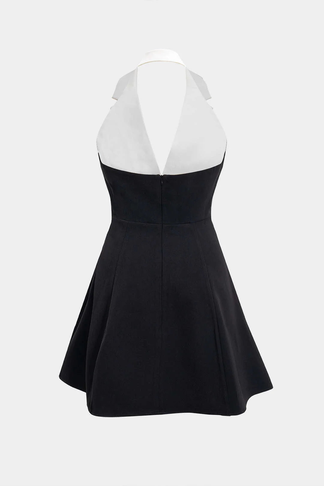 Contrast V-Neck Backless Sleeveless Mini Dress