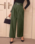 Green Belted Straight Casual Pants