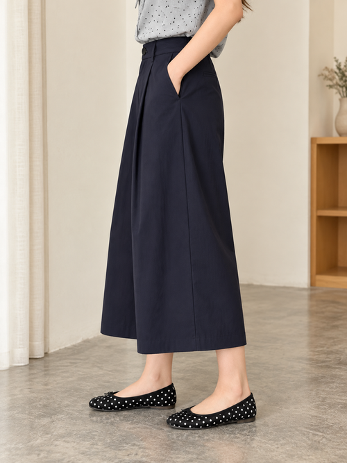 Dark blue high-waisted wide-leg pants